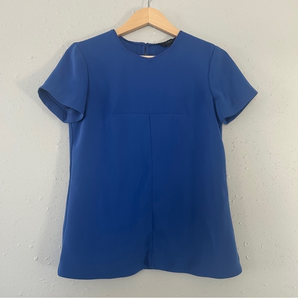 J. Crew Royal Blue Short Sleeve Blouse Casual Office Formal 0